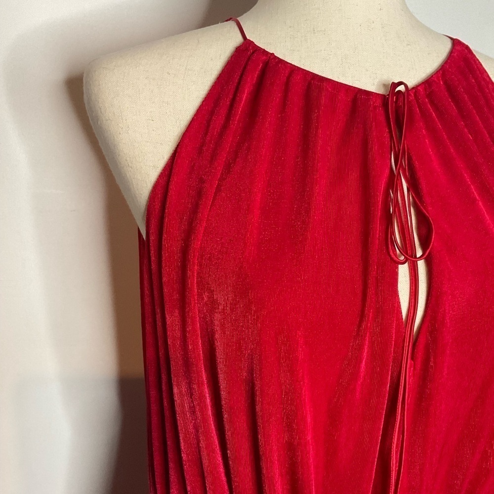 NEW Reformation Candy Apple Red Ibiza Collection Lupe Knit Maxi Dress Size Large